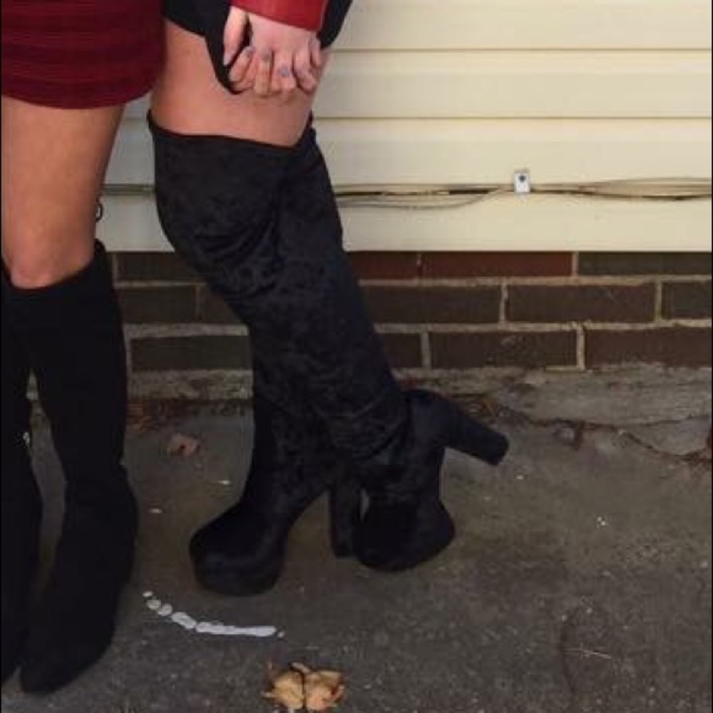 Velvet Thigh High Boots